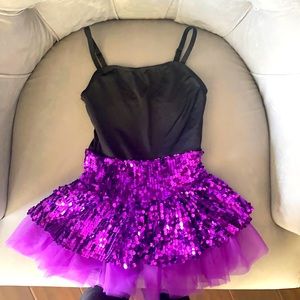 Girls tutu unitard with glitter.